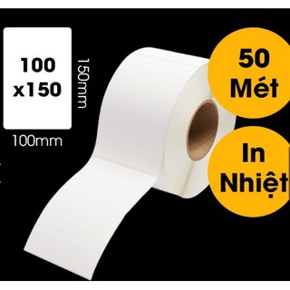 Giấy decal in nhiệt, in mã vạch khổ 100*150mm - cuộn 50m (350 tem/cuộn)