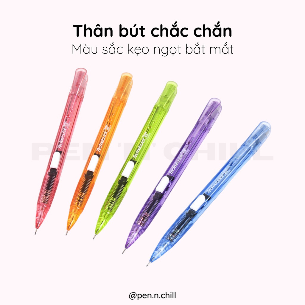 Bút Chì Bấm Pentel Techniclick - Cỡ ngòi 0.5mm - Màu sắc kẹo ngọt