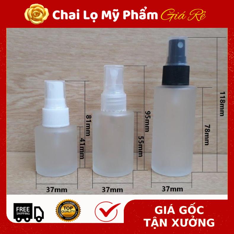 Chai Xịt Phun Sương ❤ RẺ VÔ ĐỊCH ❤ Chai Thủy tinh mờ Vai ngang Xịt phun sương 20ml,30ml,50ml chiết mỹ phẩm