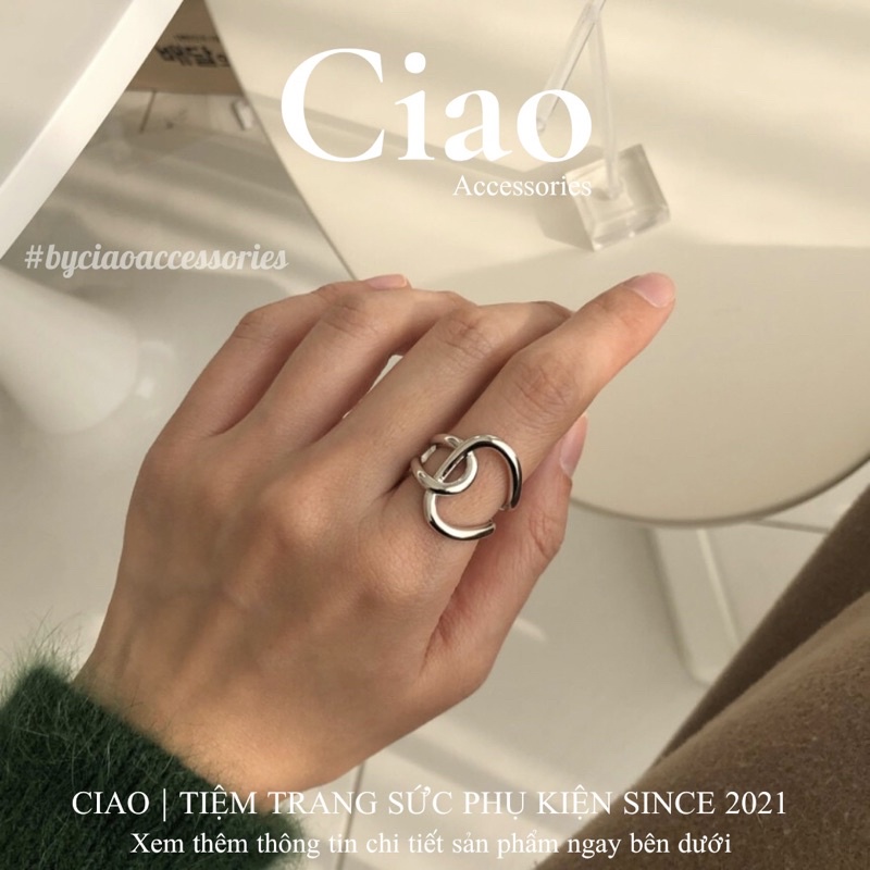 [HOẢ TỐC 1H] Nhẫn mạ bạc S925 thiết kế hoạ tiết xoắn mã 28 phong cách trendy Ciao accessories