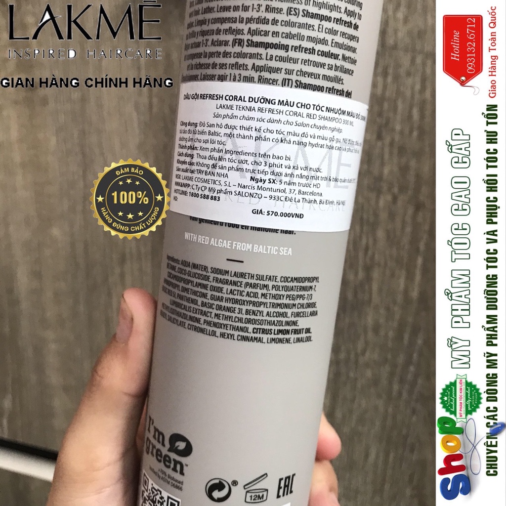 ✅ Hàng_Chính_Hãng_100%✅Dầu gội bổ sung hạt màu dưỡng mềm tóc Lakme Teknia chuyên sâu Spain New 2021