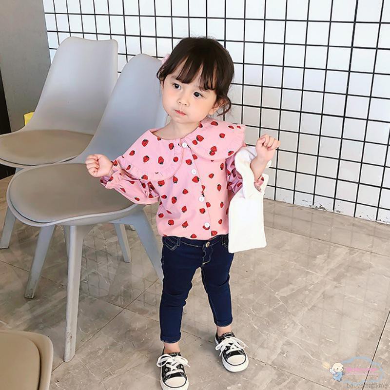 Áo Sơ Mi Cổ Búp Bê Tay Dài Cho Bé Gái
