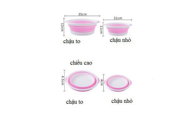 chậu silicon gấp gọn dáng tròn tiện lợi