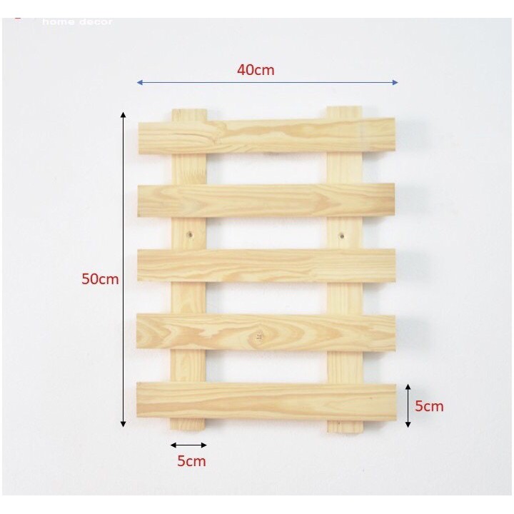 Kệ Gỗ  Treo  Tường  Trang Trí Ban Công- Giá  Gỗ  Treo  Chậu Cây Cảnh  Tặng  Kèm Vít, Nở  Nhựa