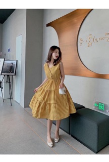 Váy maxi nút kẻ caro (có hình thật)