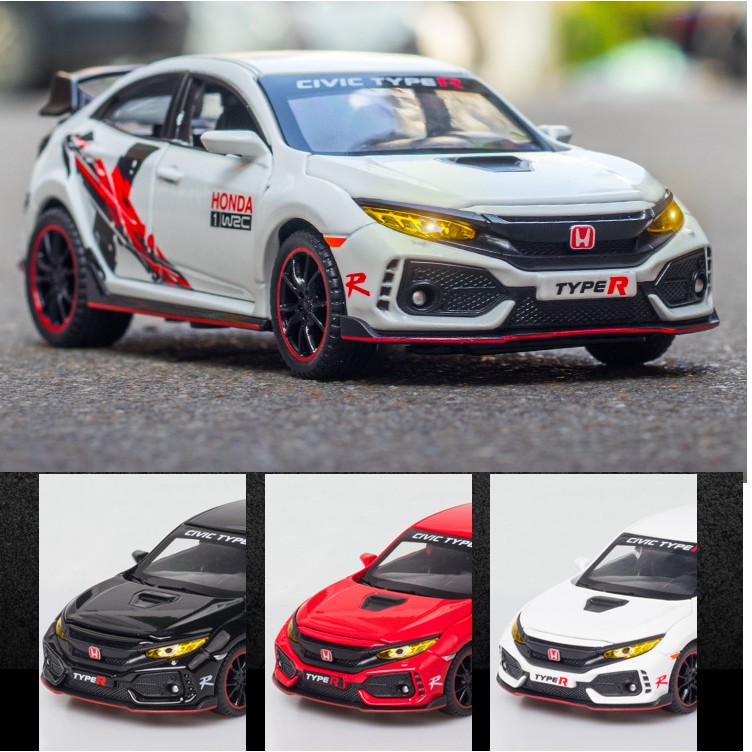 Đồ chơi trẻ em xe ô tô Honda civic Type R limited Edition tỉ lệ 1:32 xe bằng kim loại có đèn và âm thanh