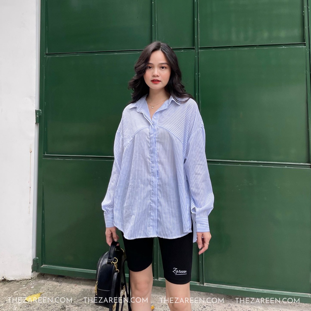 ÁO SƠ MI SỌC XẺ TÀ ZAREEN SOM52 SỌC XANH DƯƠNG