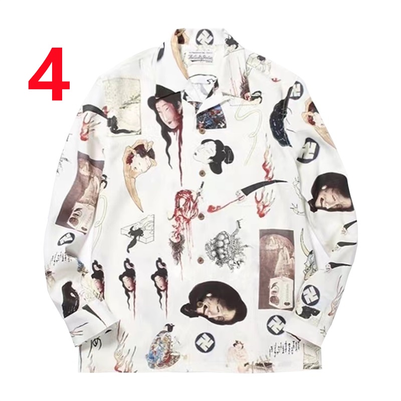 Bán Chạy Nhất Áo Sơ Mi Unisex Tay Dài In Hình Vẽ Graffiti Ukiyo-e Kích Thước Lớn Unisex