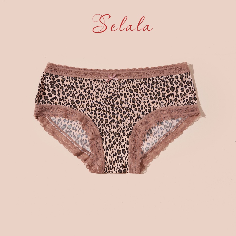 Quần Lót Nữ Selala Thiết Kế Su Beo Cá Tính Phối Viền Ren Dáng Ôm Thông Thống QS18