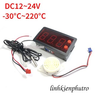 Đồng Hồ Đo Nhiệt Độ Báo Còi 12V-24V 30-220 độ C