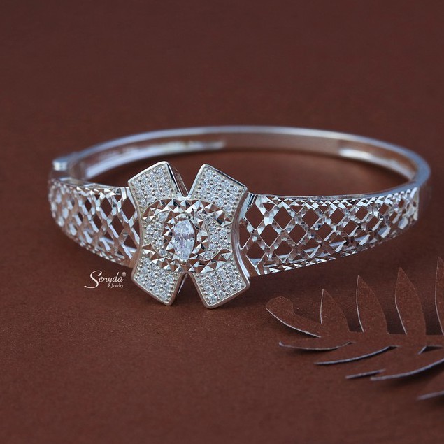 Vòng 2 chữ C móc bản lưới giác size 52 bạc 925 Senyda Jewelry VT062