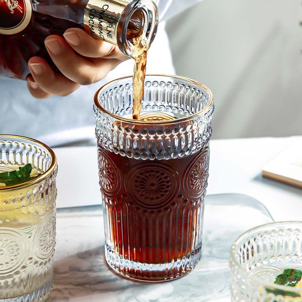 YIYU Kính Cốc Thủy Tinh Dập Nổi Họa Tiết Cổ Điển Cách Nhiệt Dùng Uống Bia / Nước Ép /