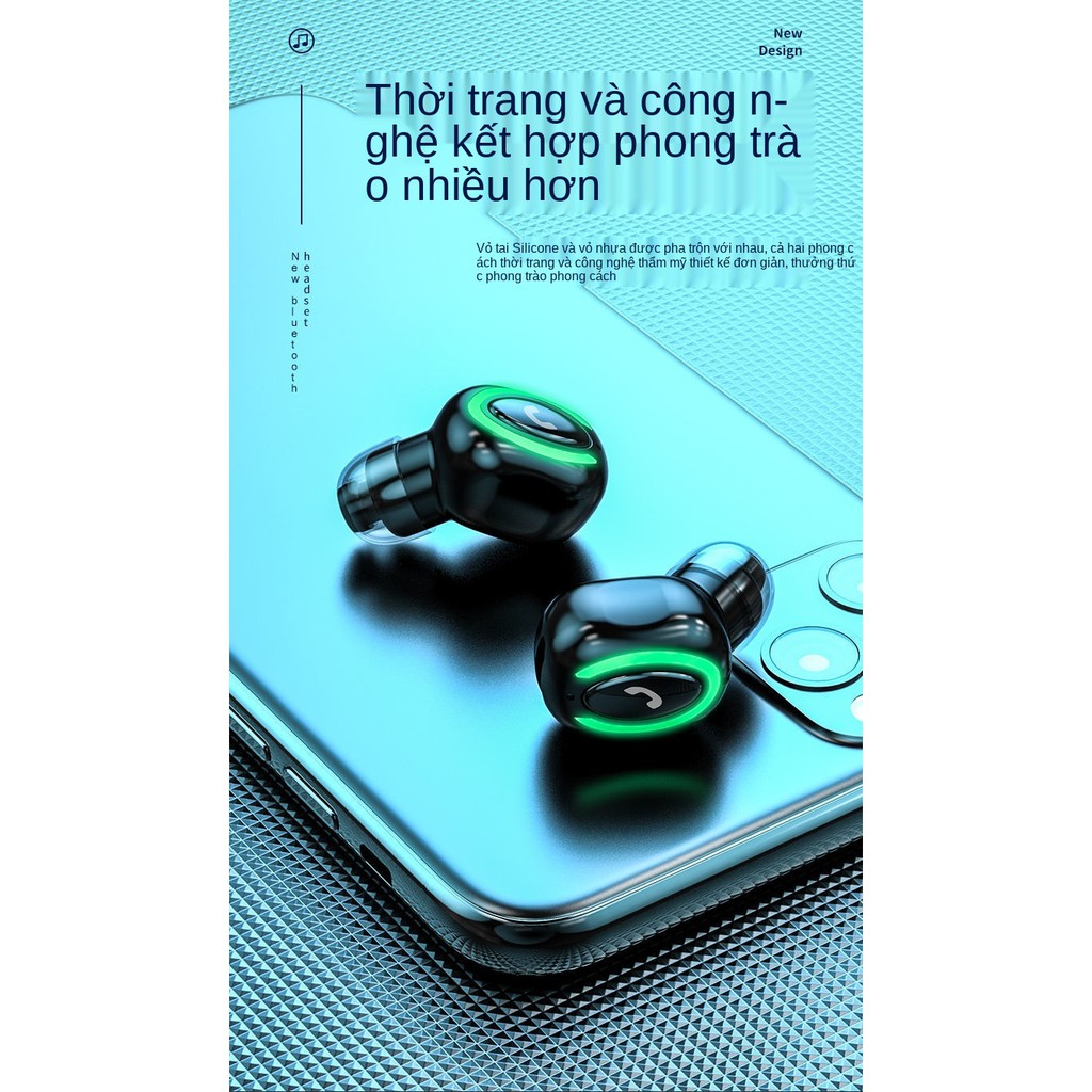 Tai nghe Bluetooth không dây, tai nghe mini thể thao ở chế độ chờ cực dài, tai nghe Bluetooth đa năng âm trầm nặng