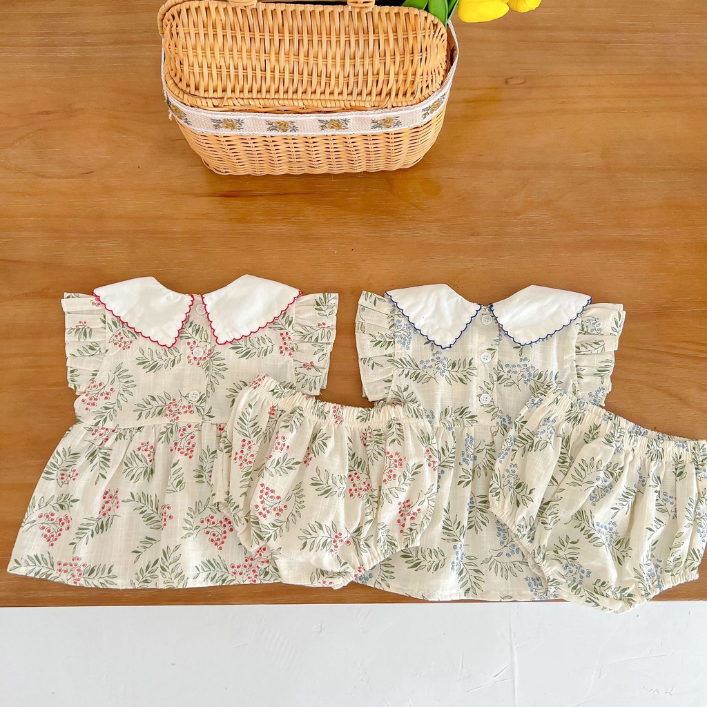 Bộ Áo Sơ Mi Tay Cánh Tiên Thêu Hoa + Quần Short Thời Trang Mùa Hè Xinh Xắn Cho Bé Gái