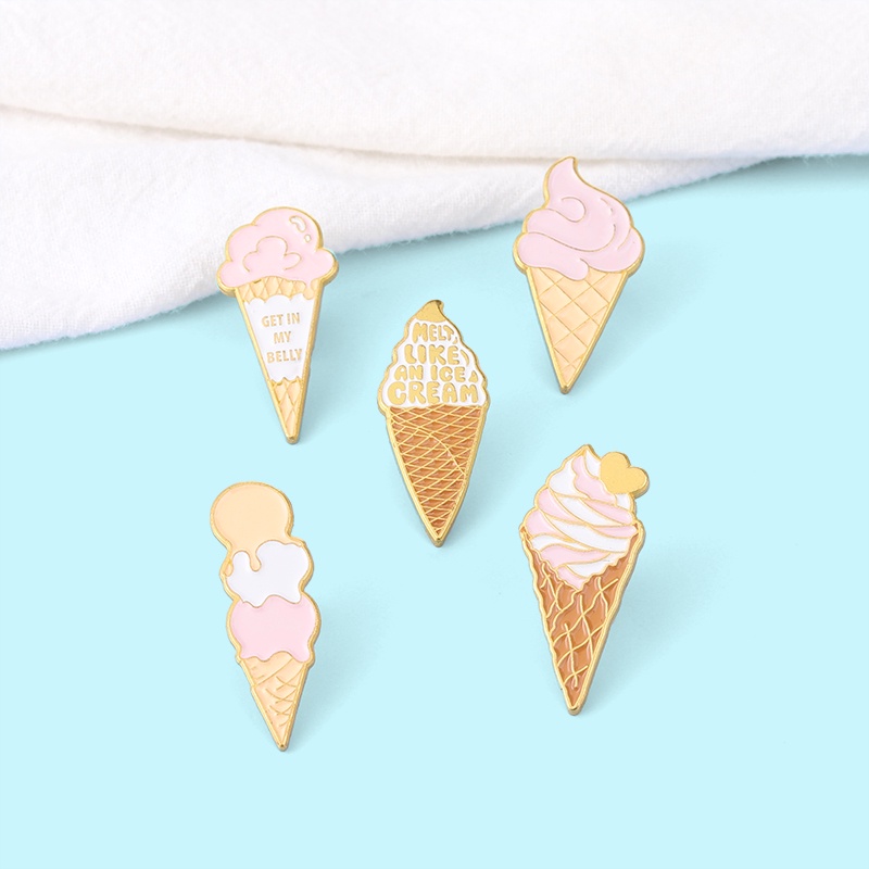 Ghim Cài Áo Hình Cây Kem Tráng Men Dễ Thương