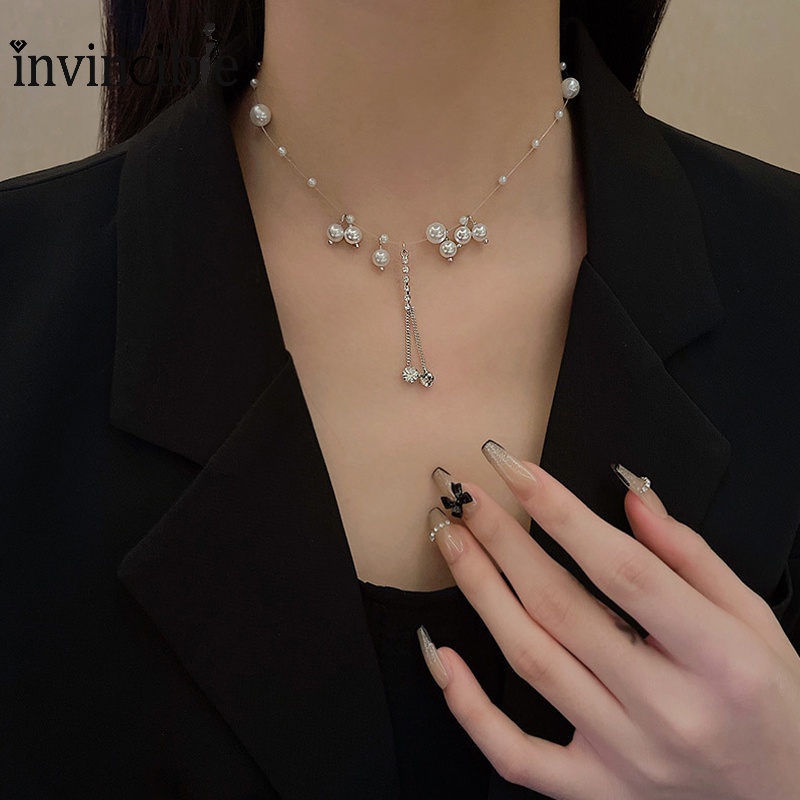 Vòng cổ Mạ Vàng/Bạc Đính Ngọc Trai Nhân Tạo Phong Cách Cổ Điển Cho Nữ