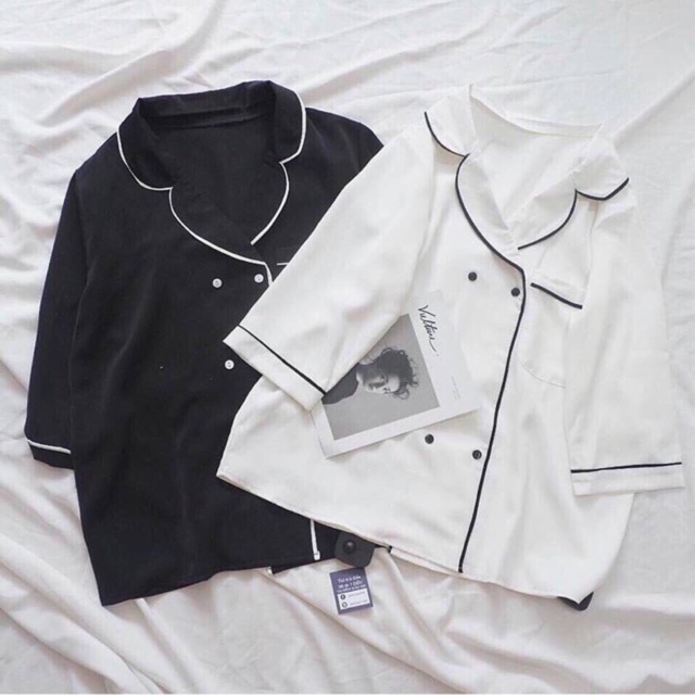 [Hot Trend] Áo Sơ Mi Cổ Vest (3 màu hồng,trắng,đen)