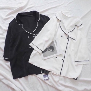 [Hot Trend] Áo Sơ Mi Cổ Vest (3 màu hồng,trắng,đen)