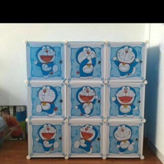 Tủ 9 ô thân xanh dương cửa trắng