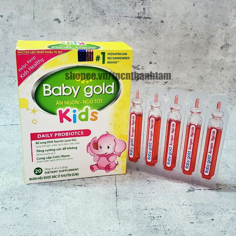 Siro giúp bé ăn ngon ngủ tốt BABY GOLD KIDs bổ sung DHA và các vitamin cần thiết cho trẻ - Hộp 20 ống