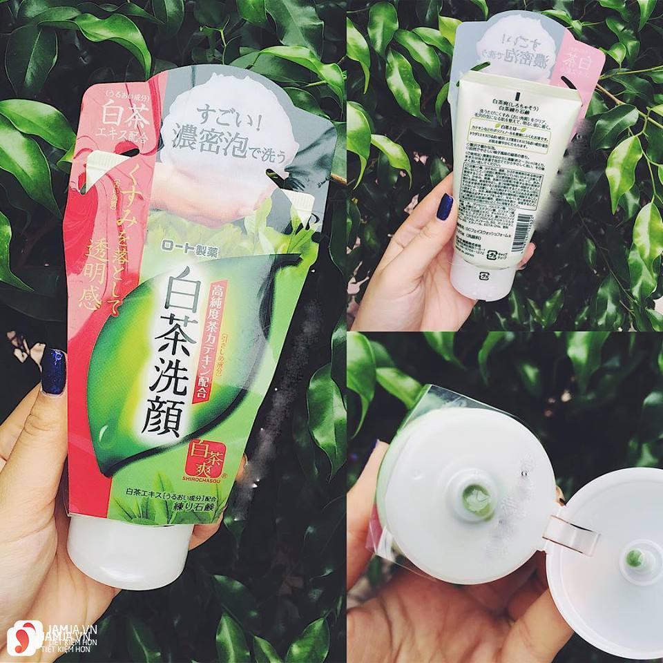 Sữa rửa mặt trà xanh rohto shirochasou green tea foam 120g