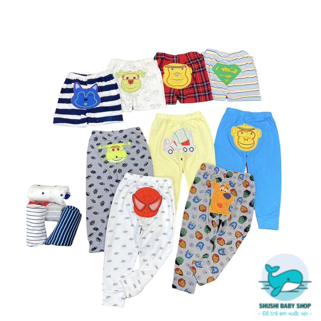 Set 5 Quần Dài Thêu Mông Thú Đáng Yêu Bé Trai Bé Gái Chất Bozip Mềm Mại Xuất Dư