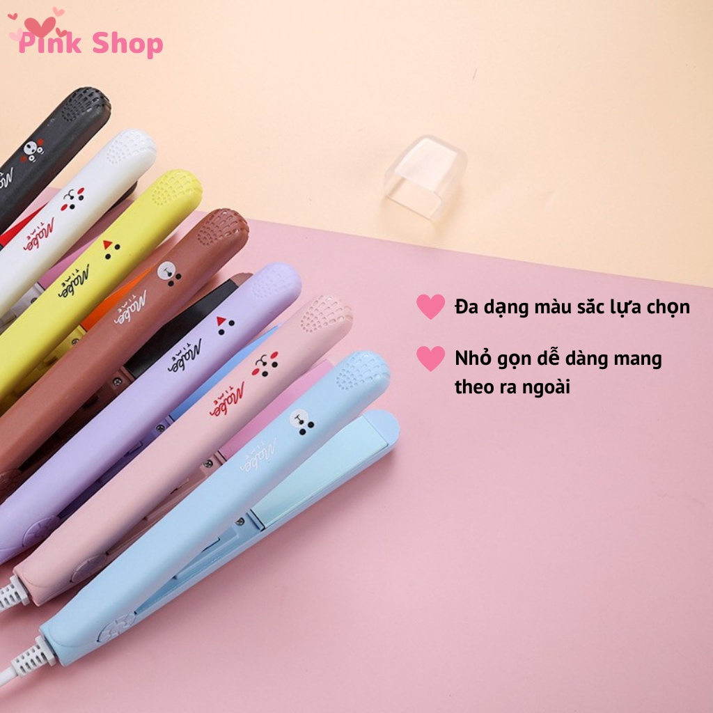 Máy uốn tóc, Máy duỗi tóc mini Pinkshop nhiều chức năng làm xoăn, cụp ép thẳng