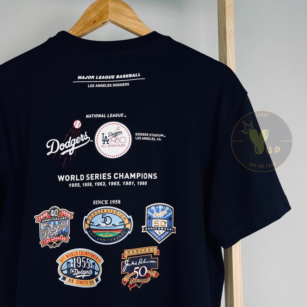 Áo new era chính hãng – áo thun unisex, màu đen logo NY và màu trắng - navy logo LA, nhiều sticker sau áo, thoáng mát