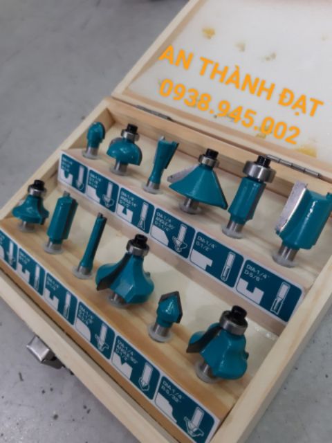 BỘ 12 MŨI PHAY CỐT 6.3MM TOTAL TACSR0104121