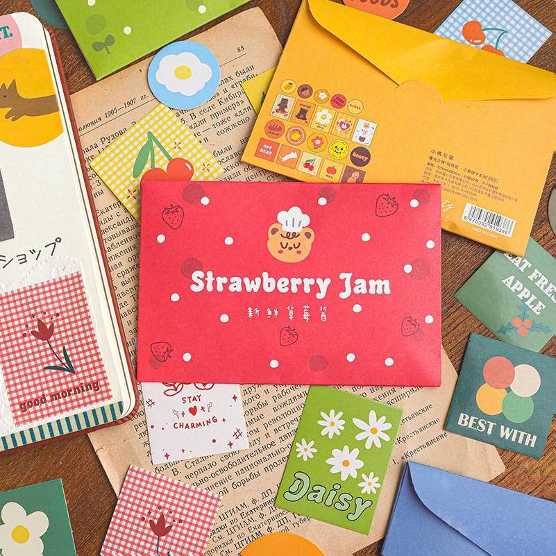 Bộ 40 miếng sticker ghi chú họa tiết gấu/bánh quy cho trang trí thủ công Scrapbooking