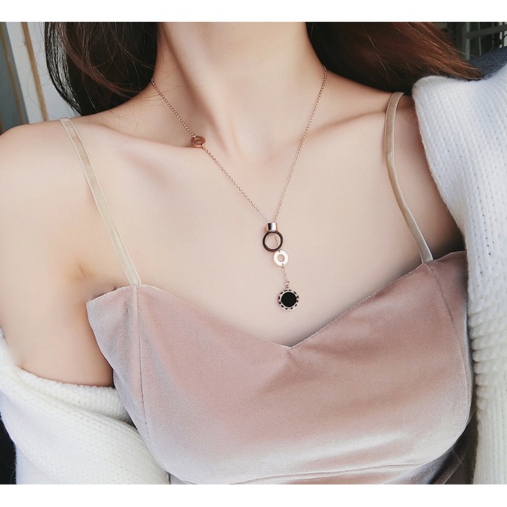 Dây chuyền nữ ttian chuỗi tròn rớt số la mã siêu đẹp, bền màu, chuẩn thời trang