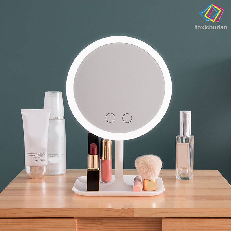 [FCD] LED Lighted Makeup Mirror Desktop Dressing Mirror Fill Light Female Portable Beauty Mirror For Home Travel