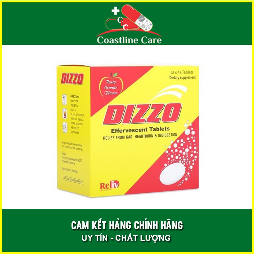 Viên Sủi Dizzo Hộp 48 Viên - Chống Đầy Hơi & Ợ Hơi Do Rối Loạn Tiêu Hóa - Coastlinecare Pharmacy