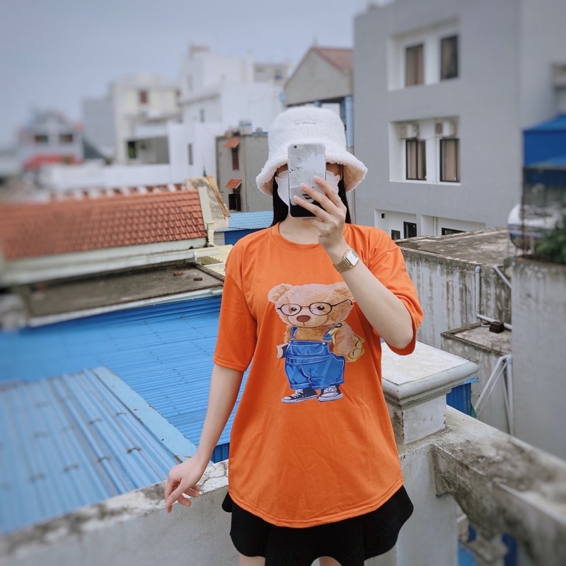 Áo phông gấu dáng thụng rộng tay lỡ