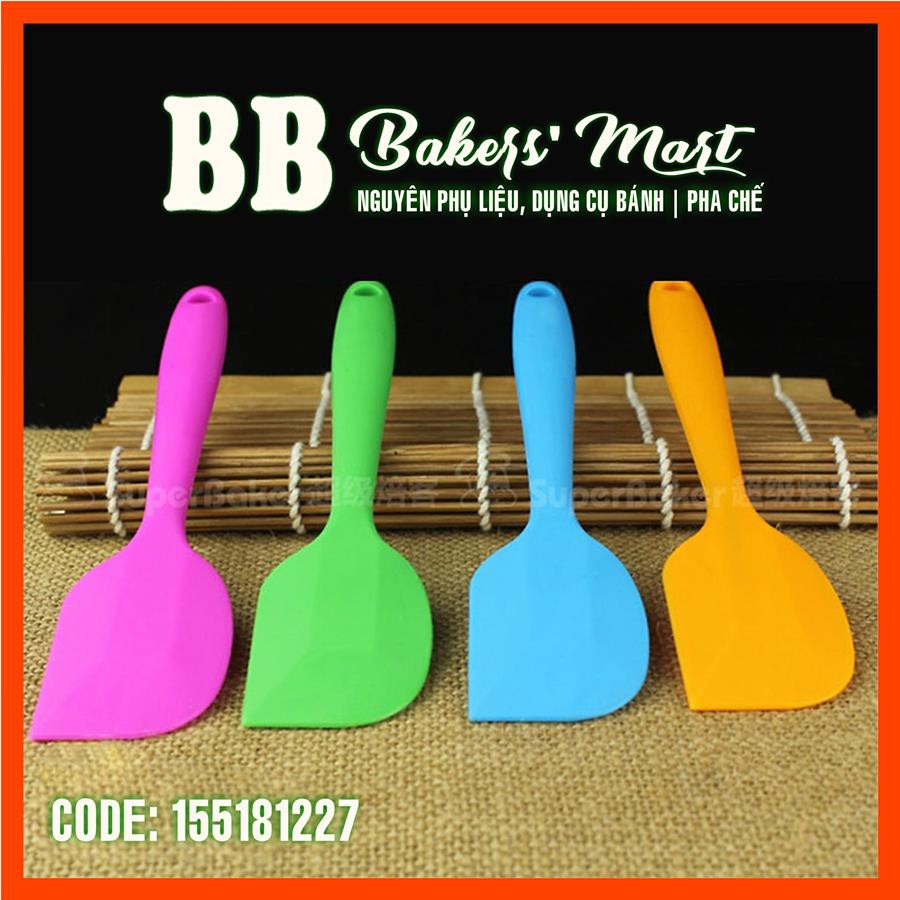 1 MÀU LỚN 28cm - CÂY PHỚI VÉT Spatula dẹt trộn bột silicone đúc liền 1 MÀU (GIAO MÀU SẮC NGẪU NHIÊN)