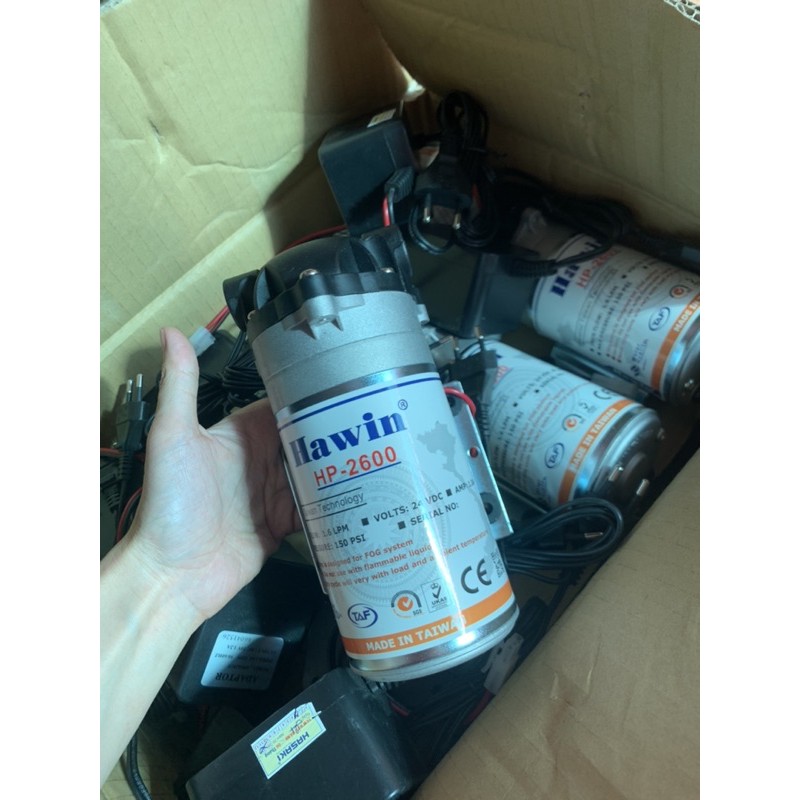 Máy bơm phun sương 24v kèm nguồn adaptor 24v  hàng chính hãng bảo hành 6 tháng