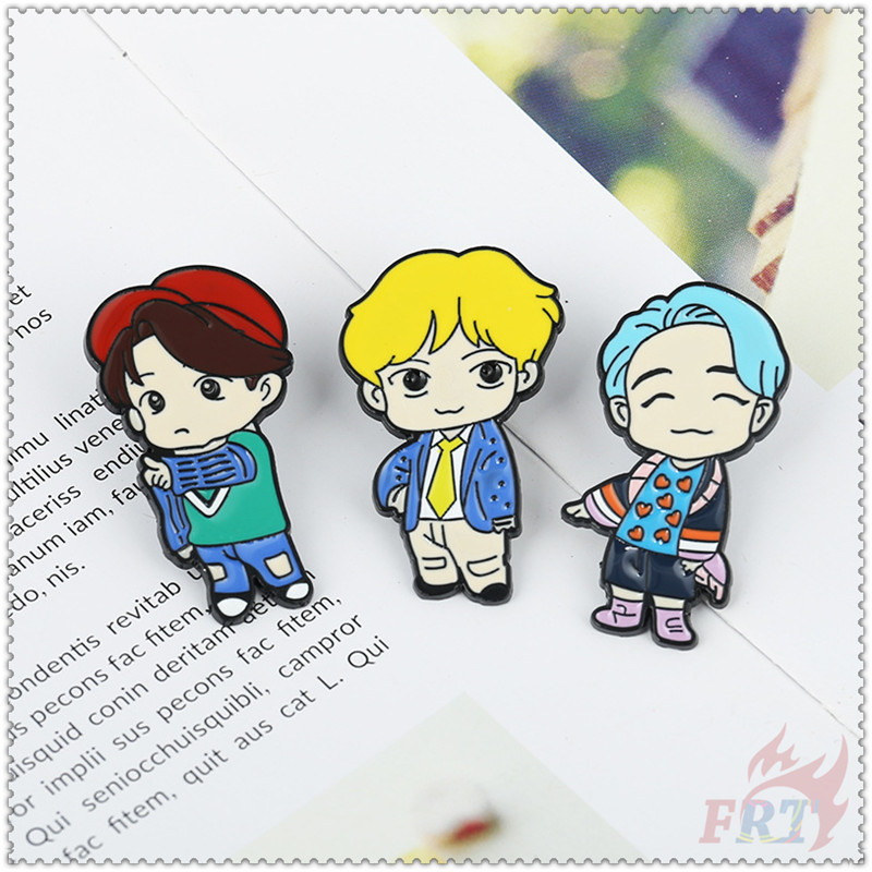 ★ BTS Bangtan Boys Tiny Tan：Virtual Cartoon Characters - KPOP Super Star Brooches ★ 1Pc Fashion Doodle Enamel Pins Backpack Button Badge Brooch