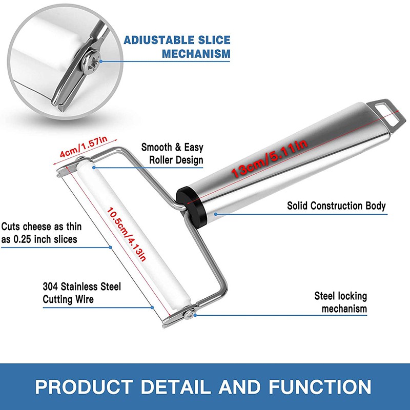 Adjustable Cheese Slicer, Cheese Slicer, Cheese Slices for Mozzarella Cheese, American Cheese, Swiss Cheese, Cheddar