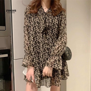 Mùa Thu Mới Nữ Pháp Retro Ren Hoa Voan Mini Đầm
