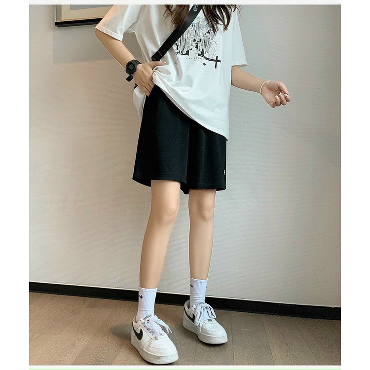 Quần short đùi thể thao ống rộng lưng cao nam nữ form rộng unisex IN LOGO, quần sooc ulzzang, freeship sale