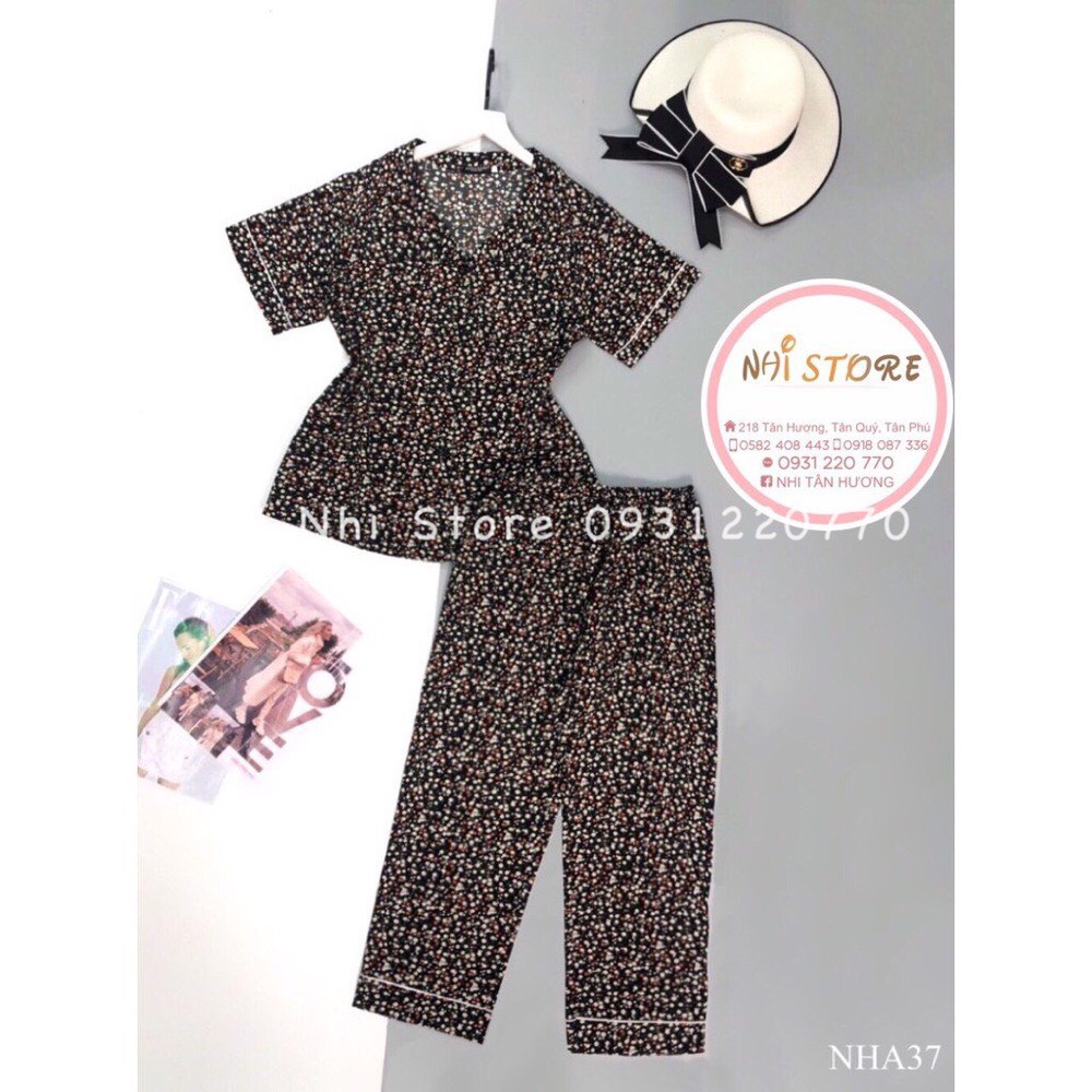[FREESHIP 50K]  Đồ Bộ Trung Niên NHISTORE Pijama Gấm Dệt Chữ Nổi Sang Trọng Tay Ngắn Có Túi Big Size 45 - 75 kg