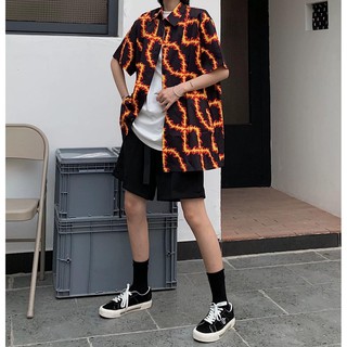 Áo sơ mi unisex freesize họa tiết DÂY LỬA