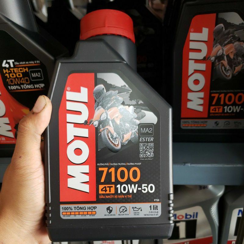 Dầu nhớt Motul 7100 10W50 1L xe số, xe tay côn tổng hợp toàn phần