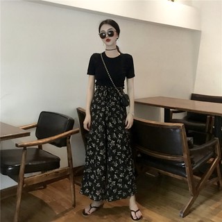 Set Quần Hoa Áo Thun cổ tròn