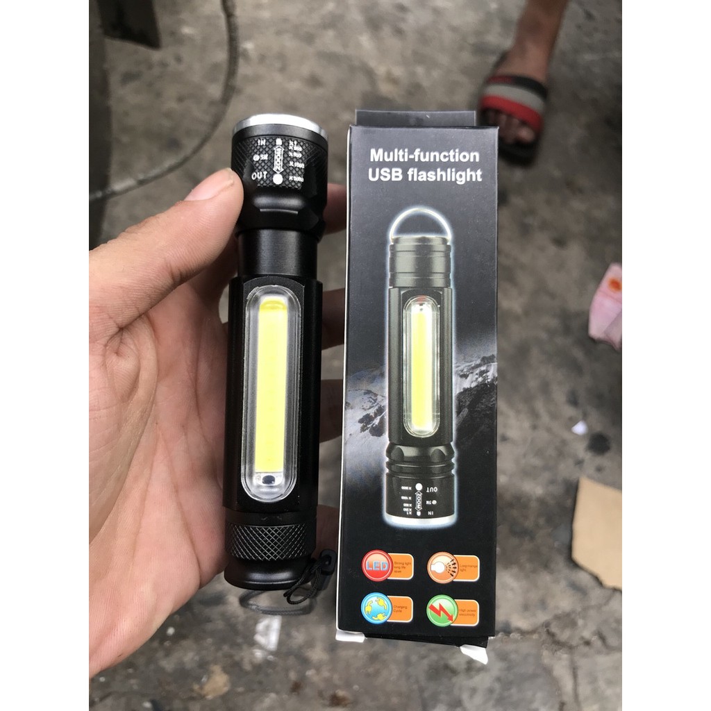 Đèn pin nhật bản - Đèn pin mini đa năng bóng Q5L siêu sáng có đèn trên thân , Chế độ sạc USB Zoom LED