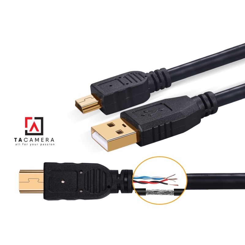 Dây Cáp USB 2.0 To Mini-B 5-Pin - Chụp Ảnh Flatlay Bằng Liveview - Dài 5m