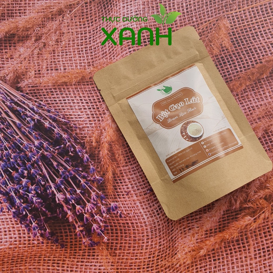 500Gr Bột Gạo Lứt Giảm Cân Nguyên Chất, Bột Gạo Lức Rang Tay Xay Mịn - Thực Dưỡng Xanh