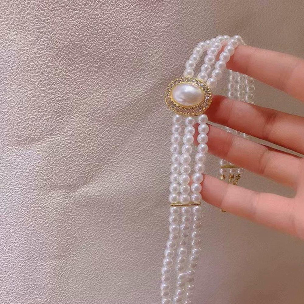 Vòng cổ choker ngọc trai ba lớp phong cách Hàn Quốc sang trọng dành cho nữ