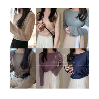 Áo croptop dài tay len tơ mỏng