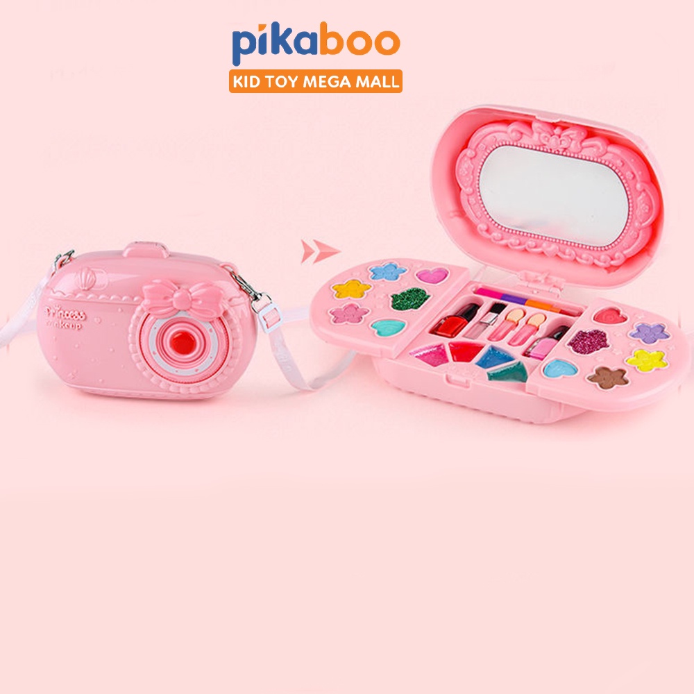 Đồ chơi trang điểm cho bé gái hình máy ảnh đáng yêu Pikaboo, bộ đồ làm đẹp thật nguyên liệu an toàn cho bé từ 3 tuổi